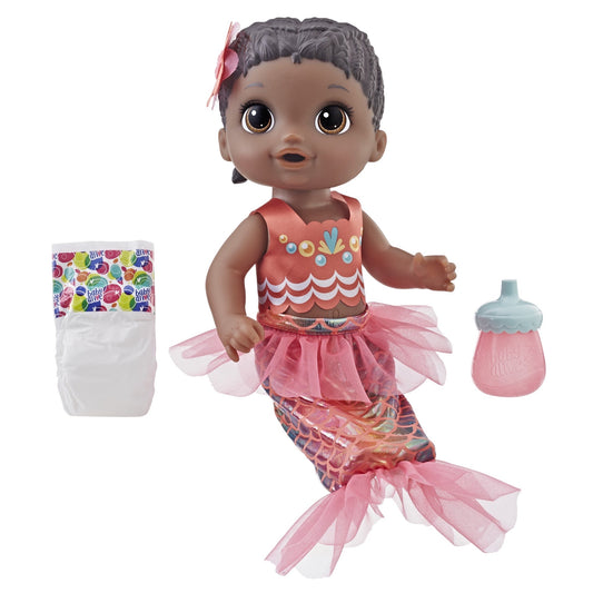 Baby Alive Shimmer N Splash Mermaid Baby Doll, Black Hair,