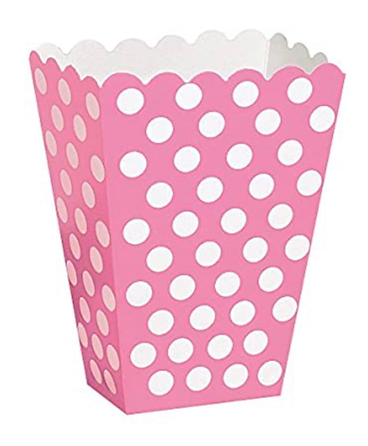 8ct/in. Hot Pink Polka Dot Popcorn Treat Boxes, 8ct